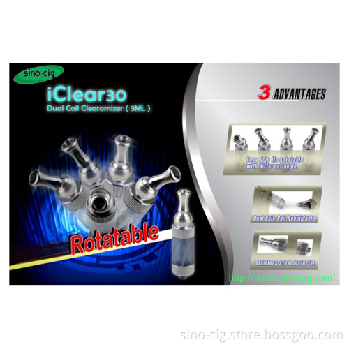 2013 Best Selling Rotatable & Replaceable Innokin Iclear 30 Iclear 16 Dual Coil Clearomizer Vs Protank 2